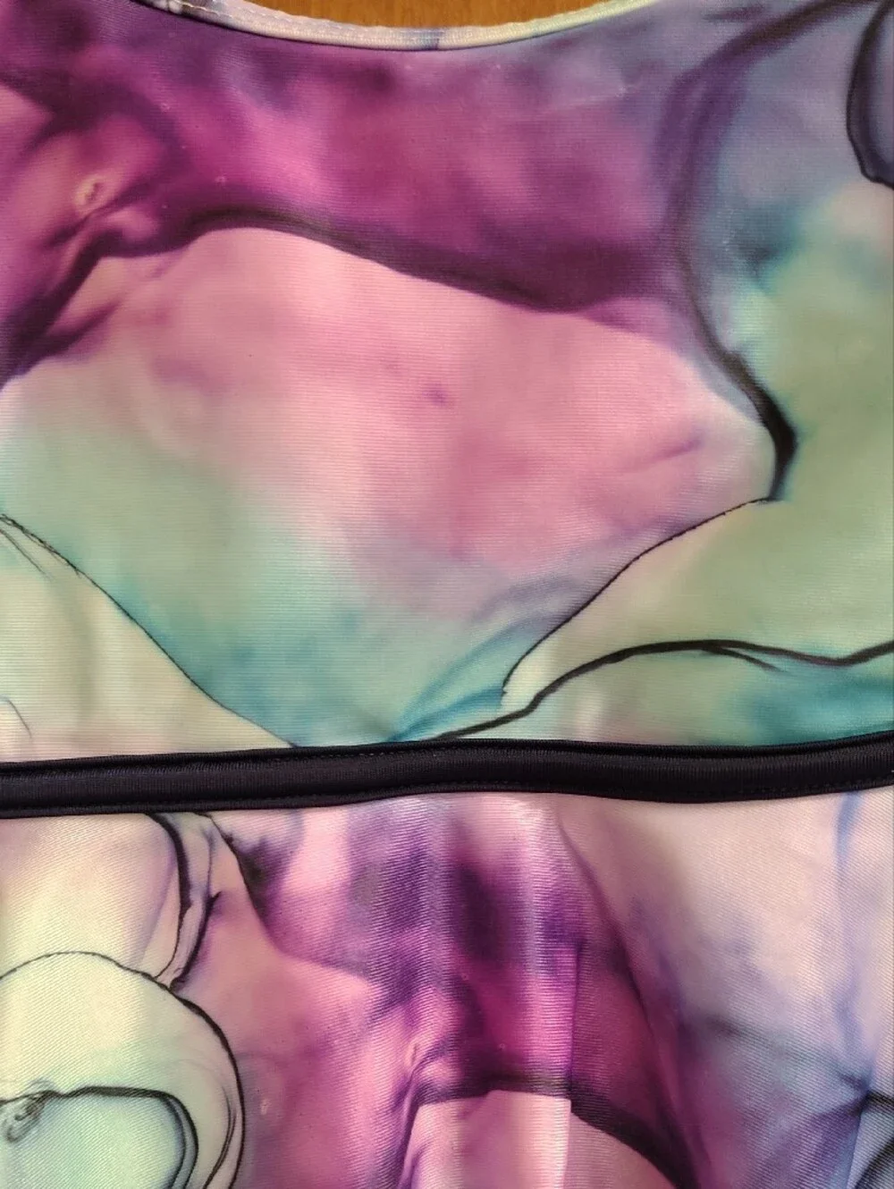 Justice Lilac Pink and Teal Swim Top with Watercolor Trim